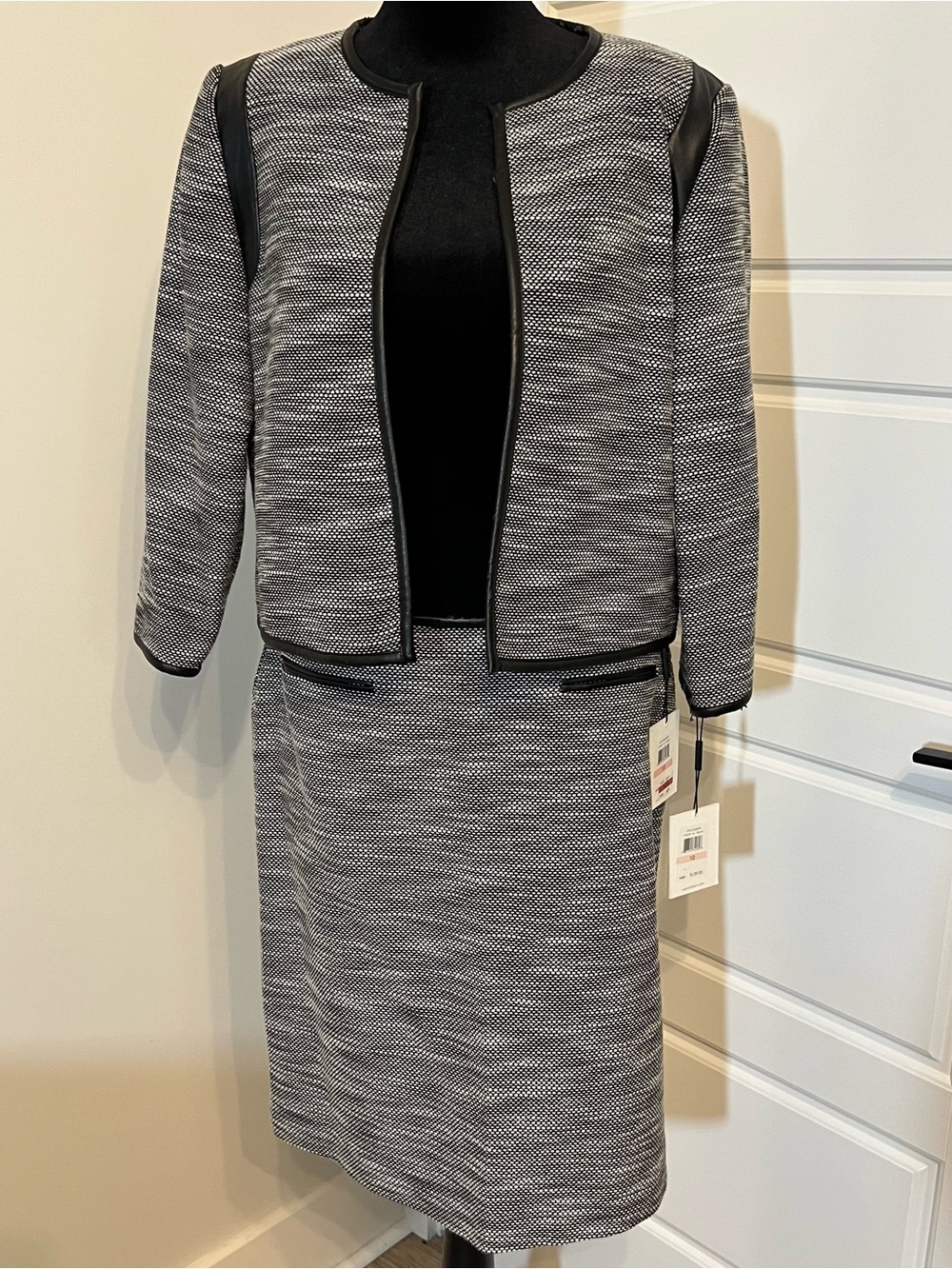 Calvin Klein white and Black Tweed Skirt Set